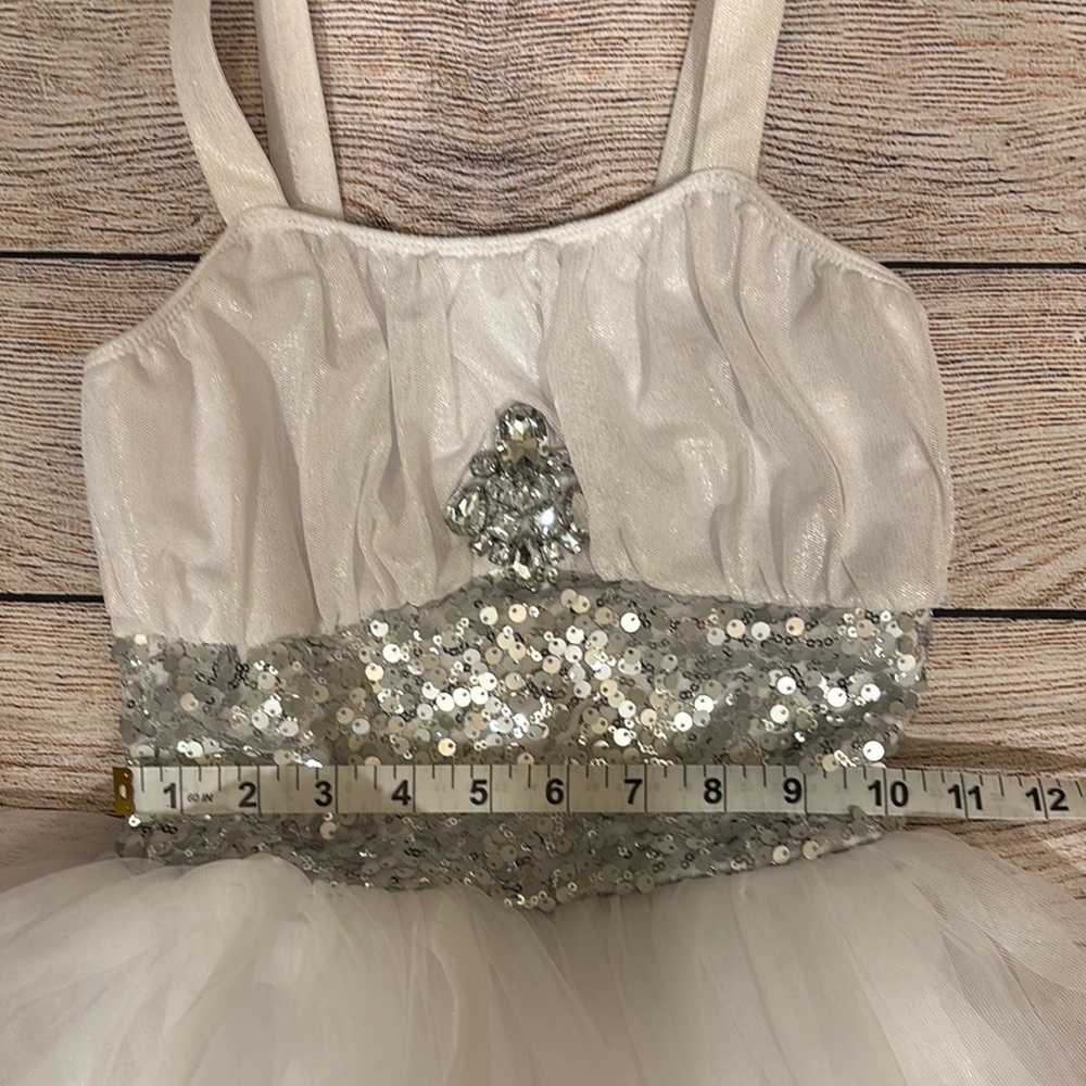 Sequin Tulle Dress - White and Silver - Picture 2 of 7
